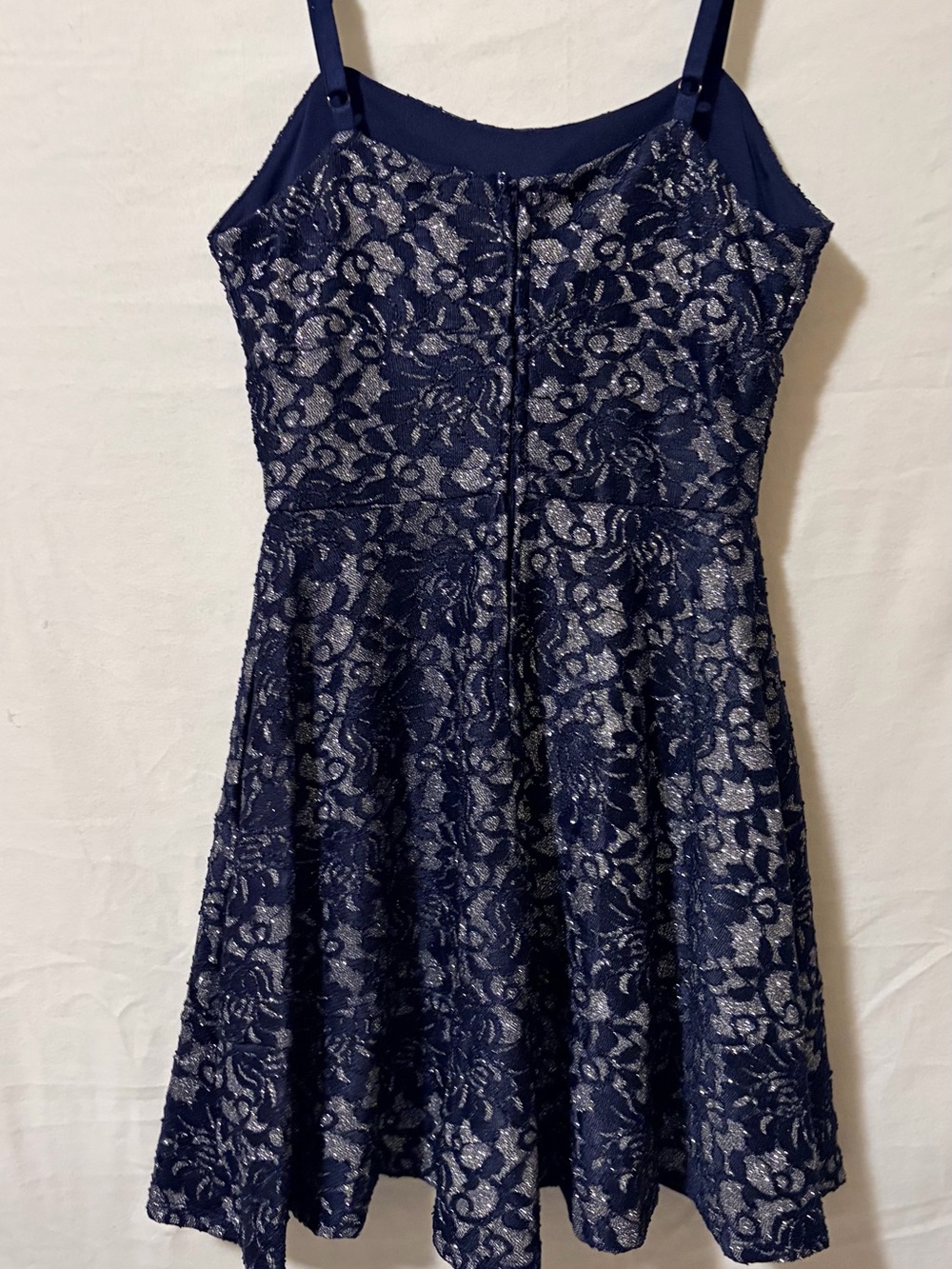 Speechless Navy Lace Fit-and-Flare Mini Dress